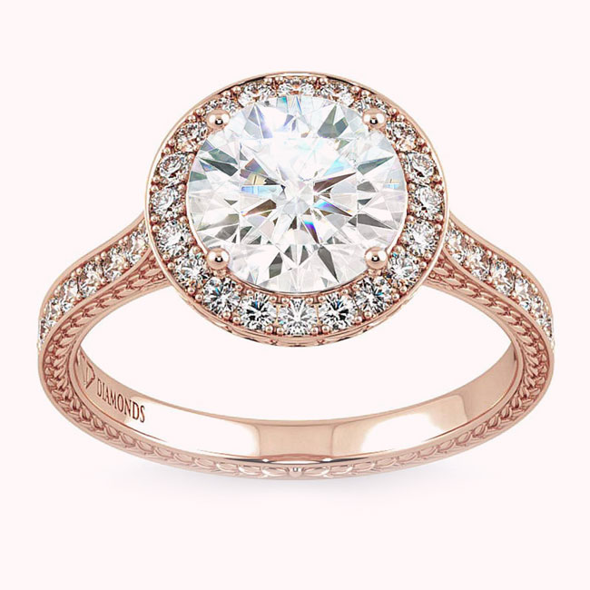 Antique Style Rose Gold Diamond Engagement Rings