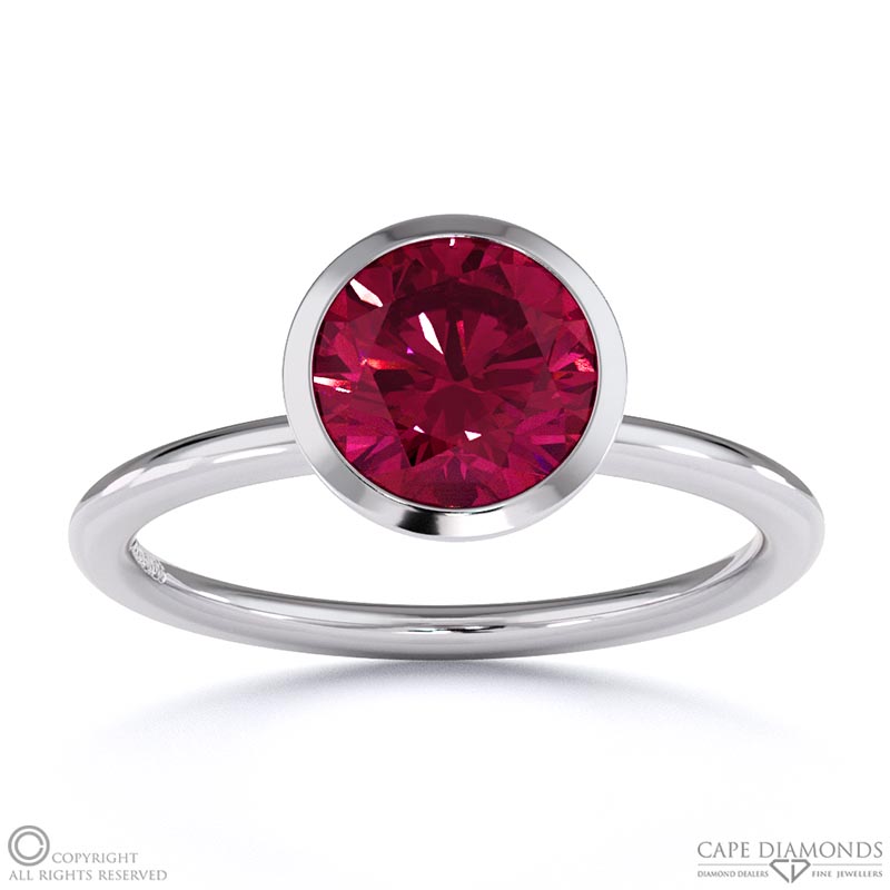 Ruby Round Cut Basket Bezel Setting Solitaire White Gold Engagement ...