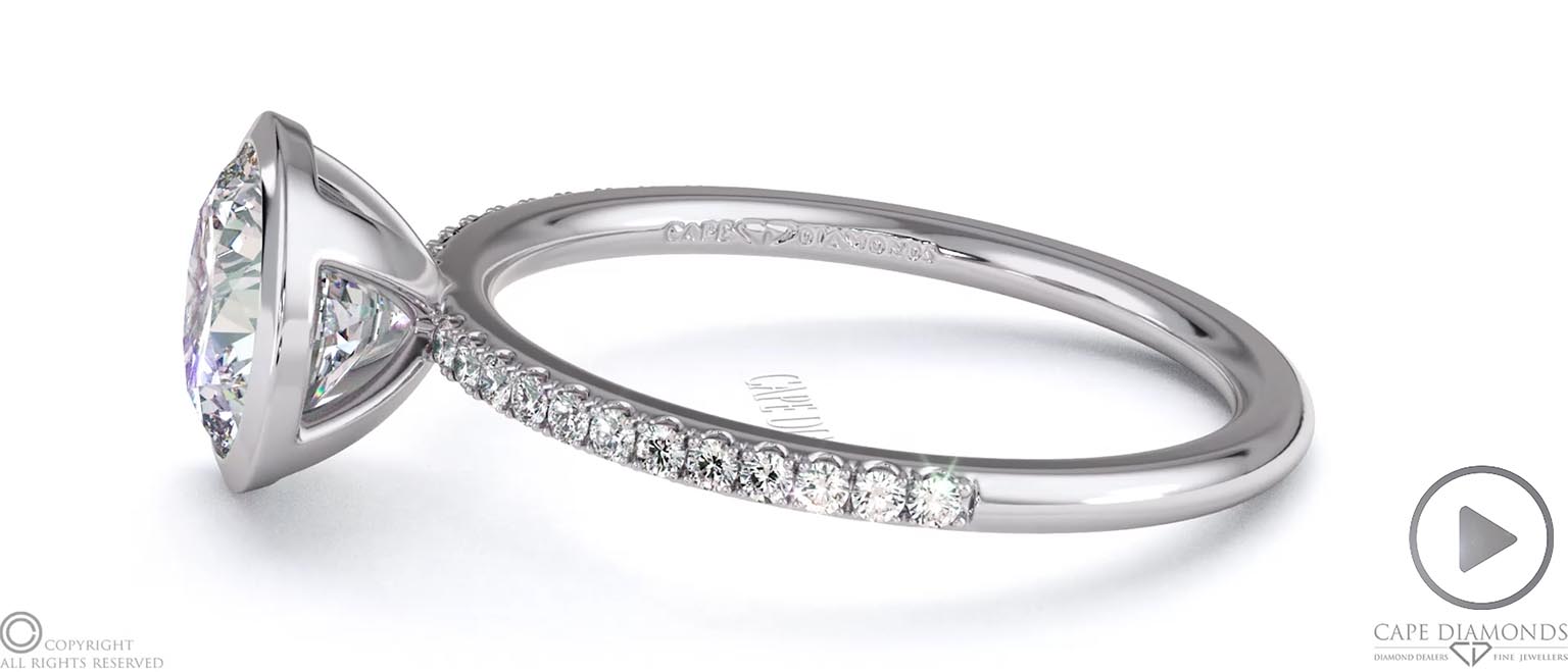 Lab Grown Diamond Round-Cut Basket Bezel Setting Pave White Gold ...