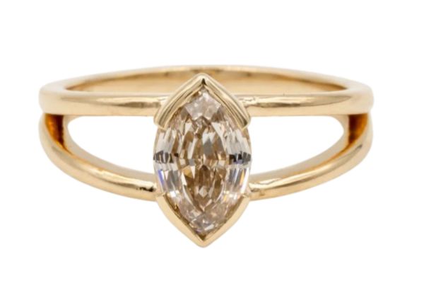 Gorgeous-Champagne-Diamond-Engagement-Rings-Marquise-Spilt-Band